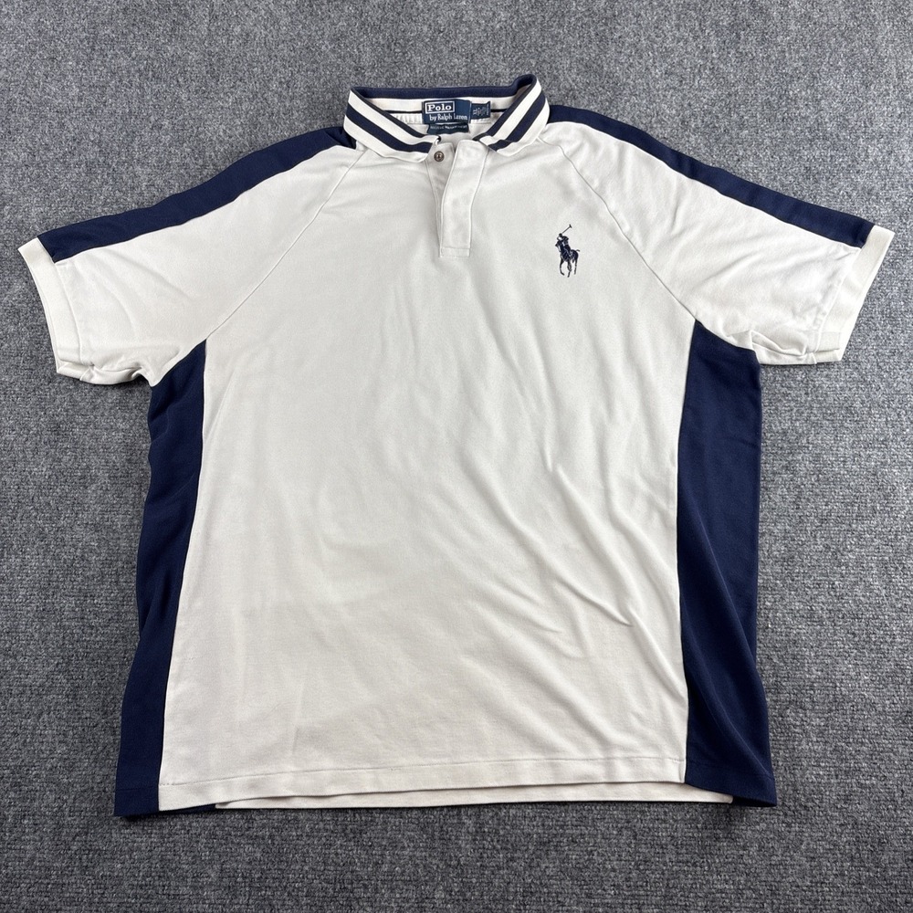 Polo Ralph Lauren Big Pony Performance Polo XL White Navy Pima Cotton Blend